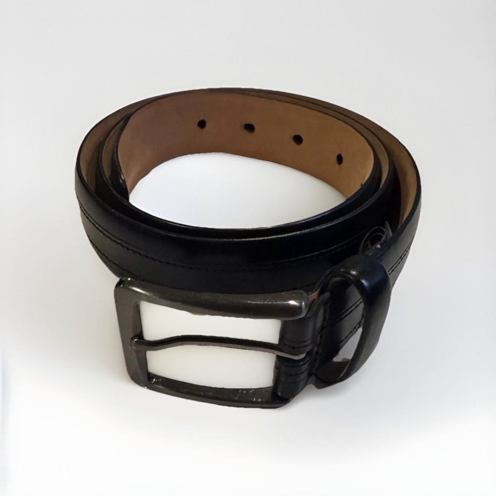 Trafalgar Cortina Men's Sz 36 / 90 Black Hand Made Leather Dress Belt USA 1.25"